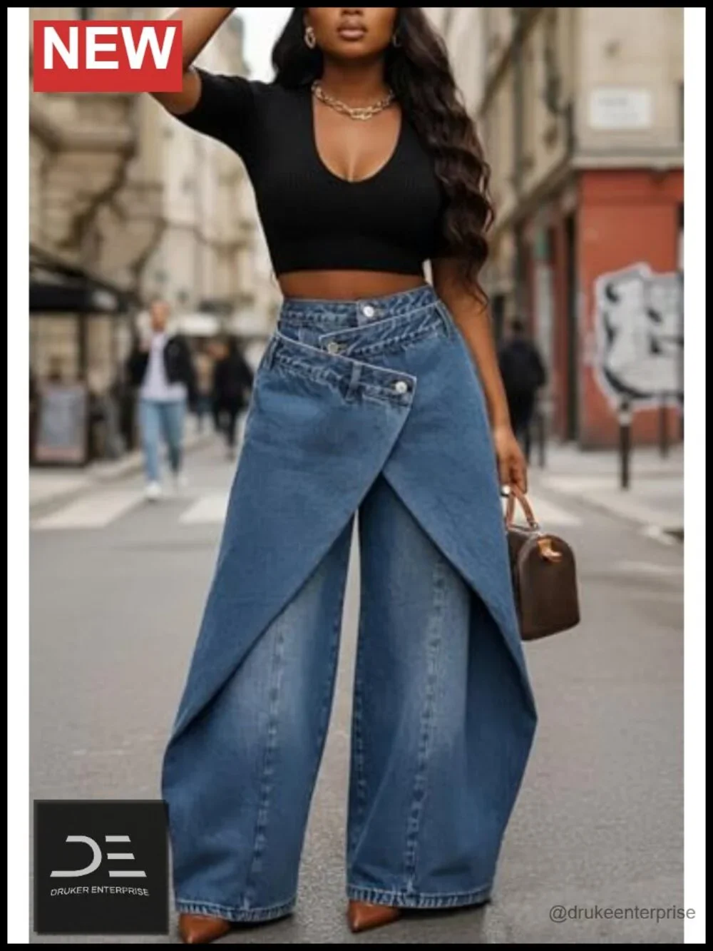 Womens Asymmetrical Cargo Jeans Baggy Y2K Wide Leg Denim Pants